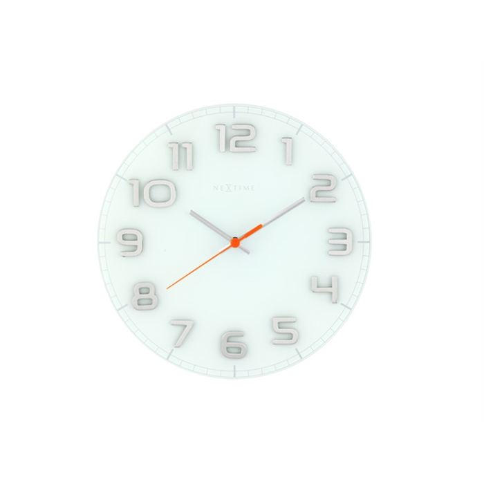 Image de Horloge murale NeXtime dia. 30 x 3.5 cm, verre, blanc,      'Classy Round'