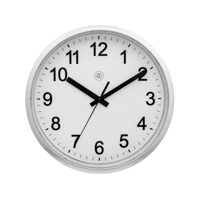 Image de Horloge murale TIQ dia. 25,cm plast. argent, cadran blanc   silencieuse