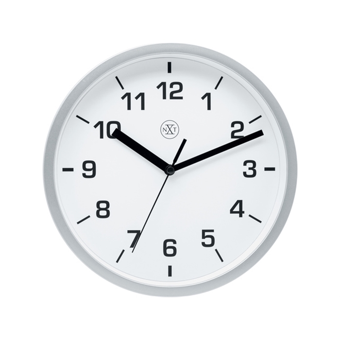 Image de Horloge murale NXT dia. 20cm plast. argent, cadran blanc    silencieuse