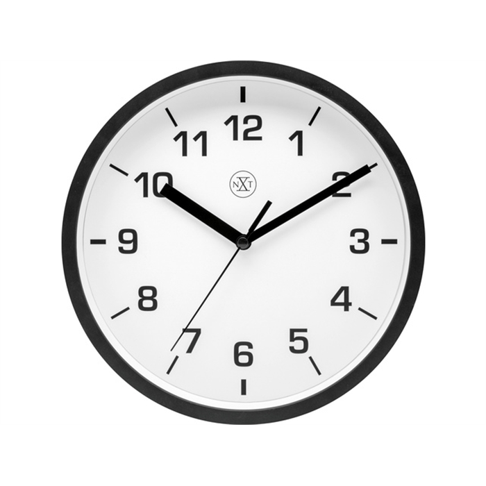 Image de Horloge murale NXT dia. 20cm plast. noir, cadran blanc      silencieuse