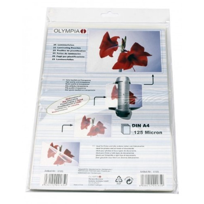 Picture of OLYMPIA 25 Laminator Pouches A4 125µ