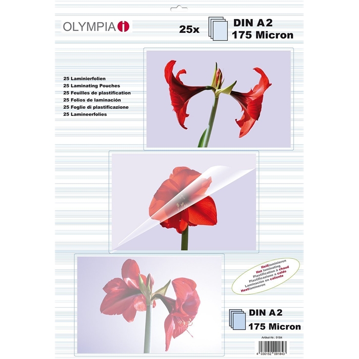 Picture of OLYMPIA 25 Laminator Pouches A2 175µ