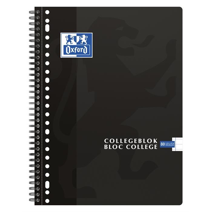 Image de OXFORD School bloc college A4+ ligné 23 trous 80 fls 90g couverture en carton souple noir