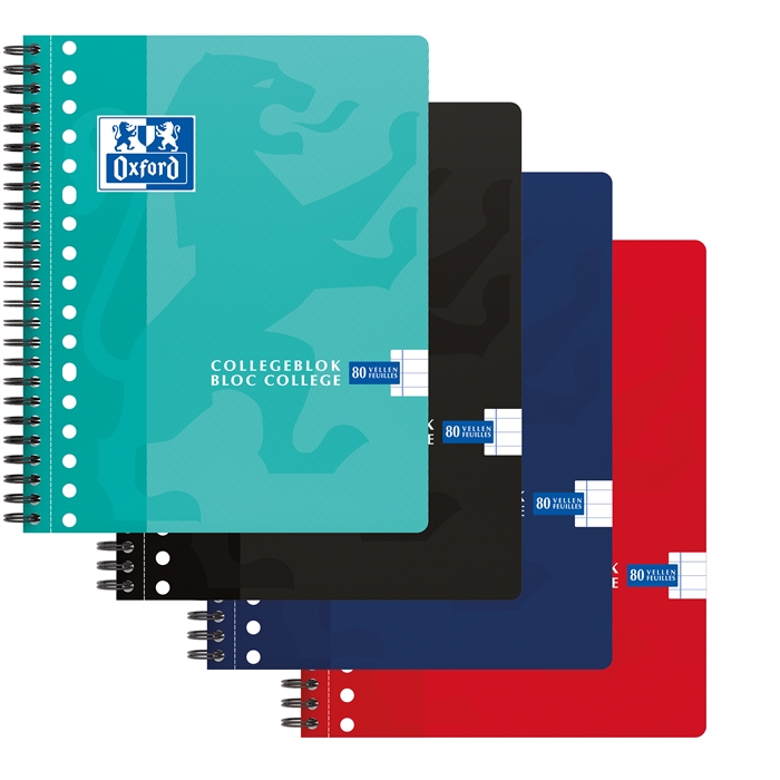 Image de OXFORD School bloc college A5+ ligné 17 trous 80 fls 90g couverture en carton souple assortis