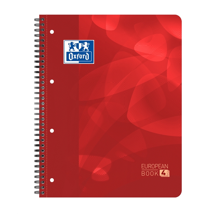 Image de OXFORD School projectbook A4+ quadrillé 5mm 4 trous 120 fls 90g couverture plastique souple rouge