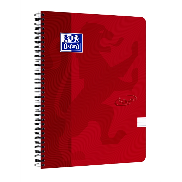 Image de OXFORD Touch cahier spiralé A4 ligné 70 fls 90g couverture carton souple rouge