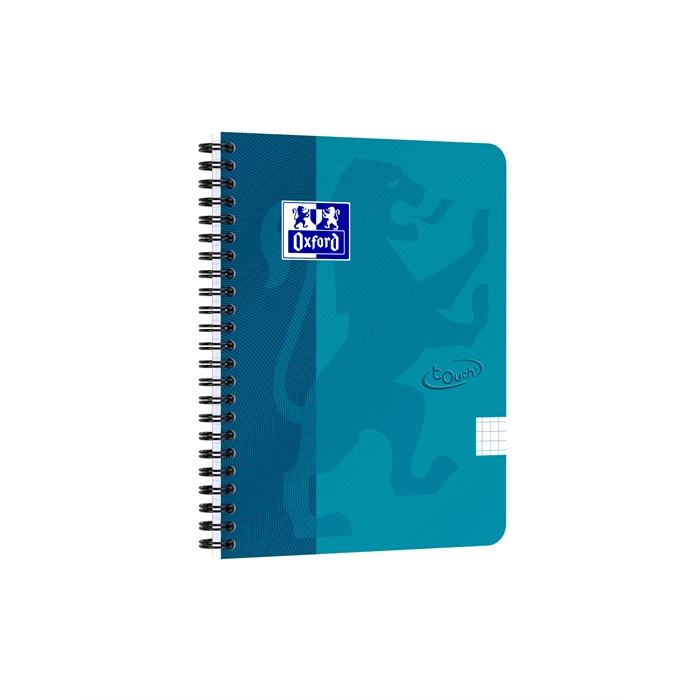 Image de OXFORD Touch cahier spiralé A5 quadrillé 5mm 70 fls 90g couverture carton souple aqua