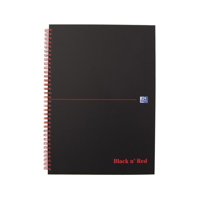 Image de OXFORD Black n' red cahier spiralé avec couverture carton rigide A4 140p 90g ligné