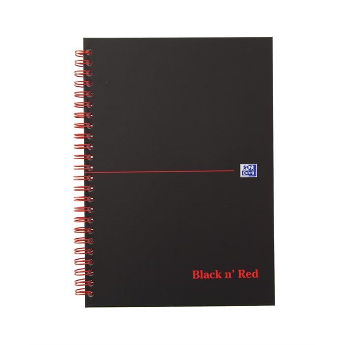 Image de OXFORD Black n' red cahier spiralé avec couverture carton rigide A5 140p 90g quadrillé