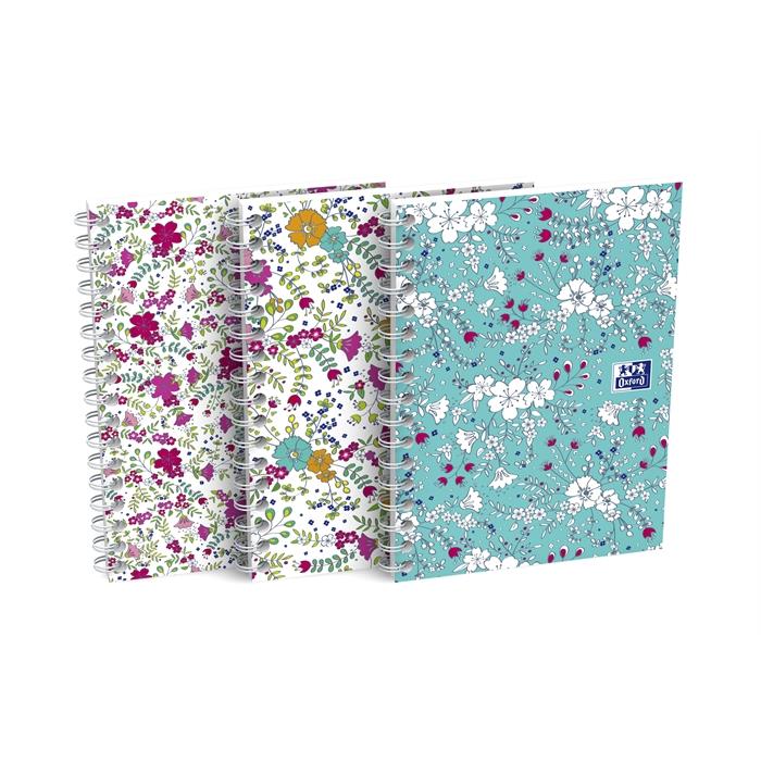 Picture of OXFORD Floral A6 Soft Card Cover Twin-wire Small Notebook 5mm Squares 100 Pages Assorted Colours