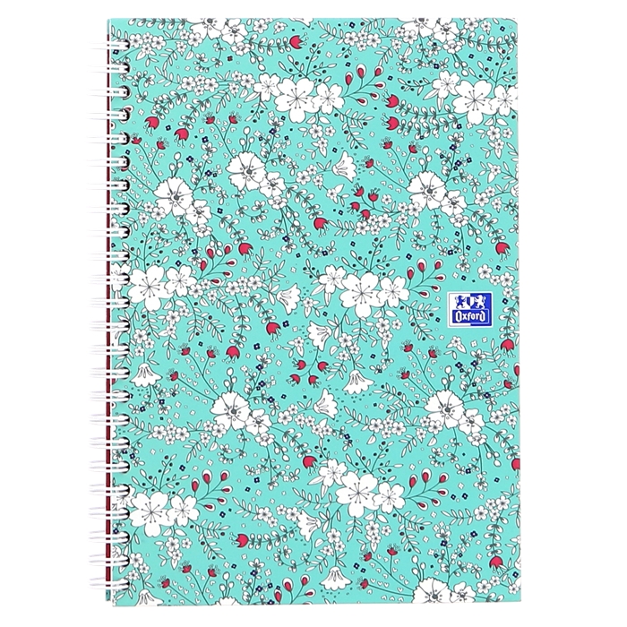 Image de OXFORD Floral cahier à spirale A5 quadrillé 5mm 60 fls 90g couverture en carton rigide 3 décors assortis