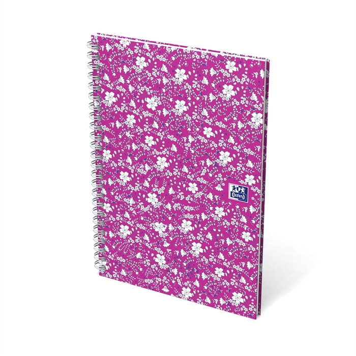 Image de OXFORD Floral cahier à spirale B5 quadrillé 5mm 60 fls 90g couverture en carton rigide 3 décors assortis