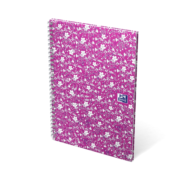 Image de OXFORD Floral cahier à spirale B5 ligné 60 fls 90g couverture en carton rigide 3 décors assortis