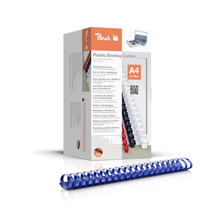 Picture of Peach Binding combs 21 Rg A4 44mm blue (50) 1 box cont. 50 combs / oval with lock   PB444-04