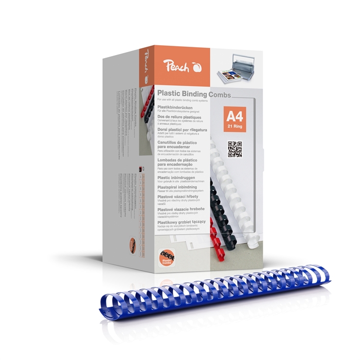 Picture of Peach Binding combs 21 Rg A4 50mm blue (50) 1 box cont. 50 combs / oval with lock   PB450-04