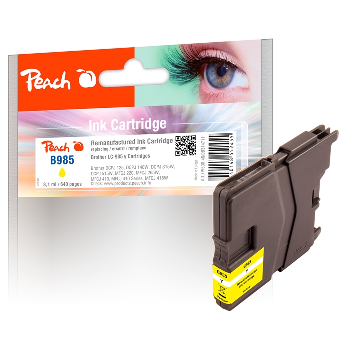 Picture of Brother LC-985, yel, REM, PI500-48 1 remanufactured  ink cartridge, 8.1 ml (UK=85)