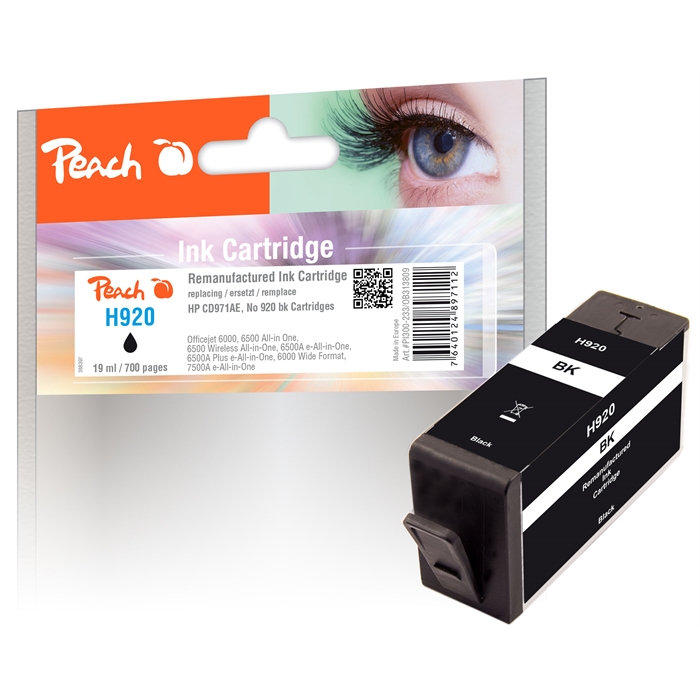 Picture of HP No. 920, bk, REM, PI300-233 1 remanufactured  ink cartridge, 14ml (UK=85)