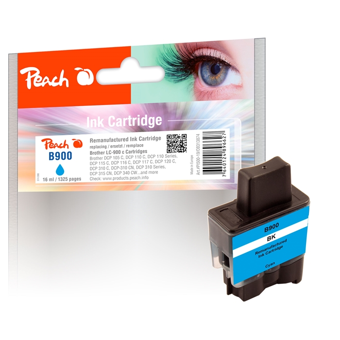 Picture of Brother LC-900, cyan, REM, PI500-19 1 remanufactured  ink cartridge 16ml (UK=85)