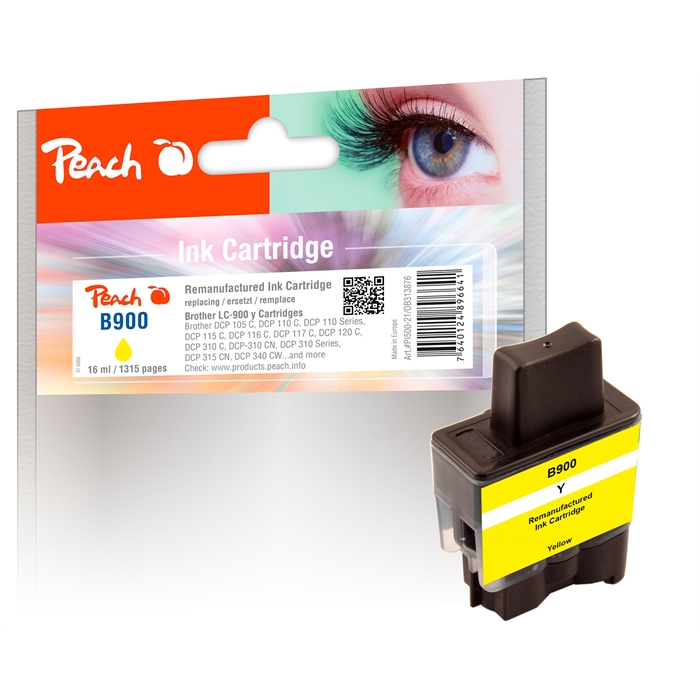 Picture of Brother LC-900, yel, REM, PI500-21 1 remanufactured  ink cartridge 16ml (UK=85)