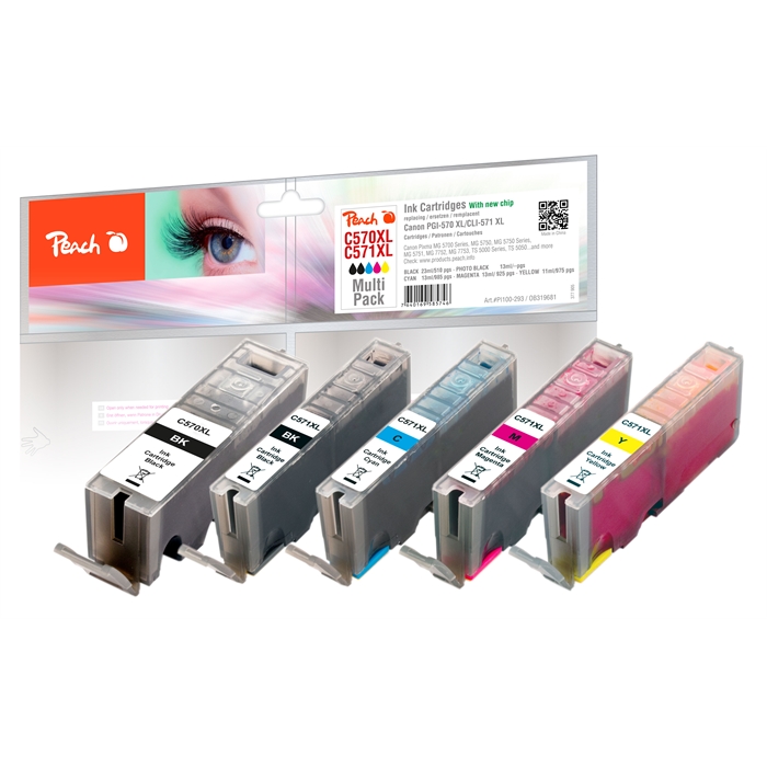 Image de Peach Cartouches d'encre Spar Pack XL compatibles avec Canon PGI-570XL, CLI-571XL