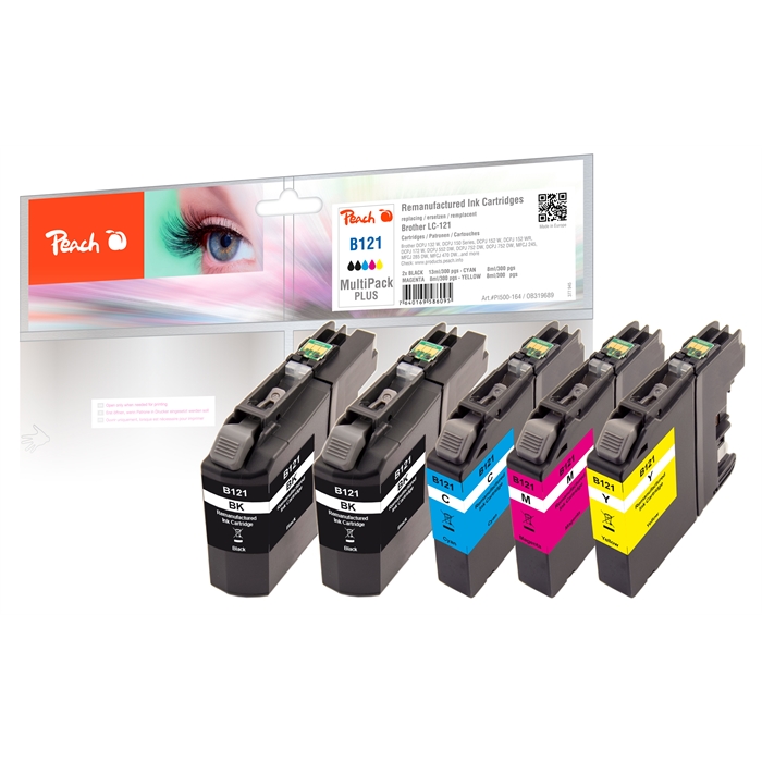 Image de Peach Cartouches d'encre Spar Plus Pack compatibles avec Brother LC-121