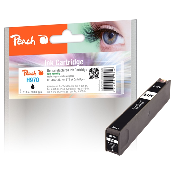 Image de Peach Cartouche d'encre noire compatible avec HP No. 970, CN621AE