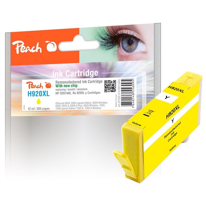 Image de Peach Cartouche d'encre jaune HC compatible avec HP No. 920XL, CD974AE