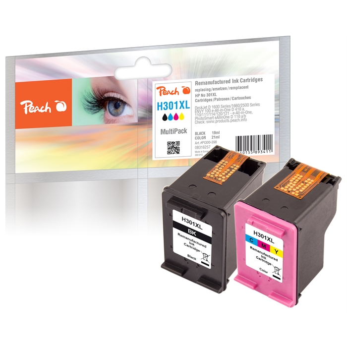 Image de Peach Têtes d'impression Spar Pack compatibles avec HP No. 301XL, CH563EE, CH564EE