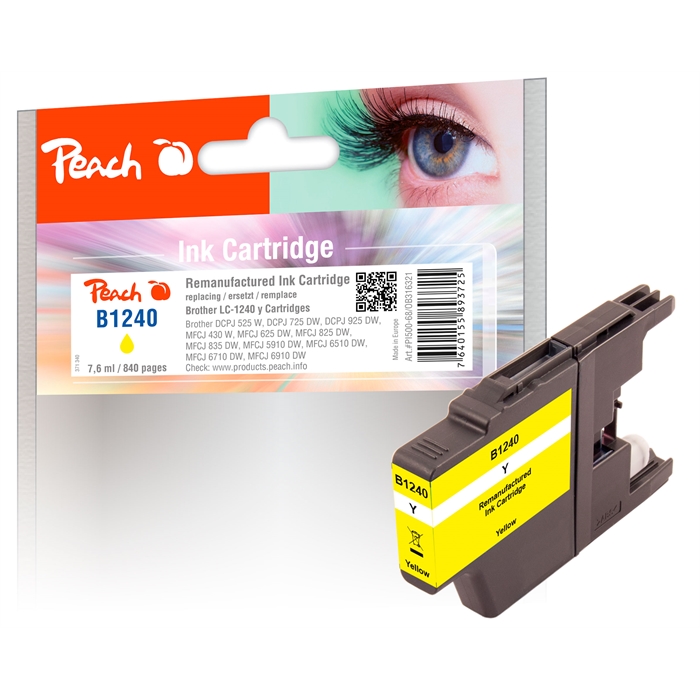 Image de Peach Cartouche d'encre jaune compatible avec Brother LC-1240 y