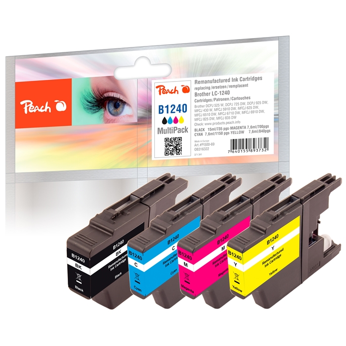 Image de Peach Cartouches d'encre Spar Pack compatibles avec Brother LC-1240