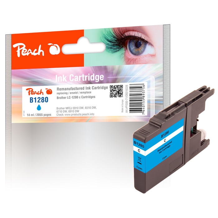 Image de Peach Cartouche d'encre cyan XL compatible avec Brother LC-1280 c