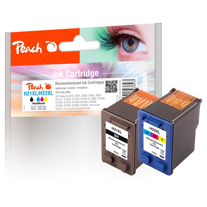 Image de Peach Têtes d'impression Spar Pack compatibles avec HP No. 21XL, C9351AE, No. 22XL, C9352AE