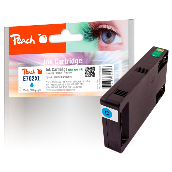 Image de Peach Cartouche d'encre cyan compatible avec Epson T7022