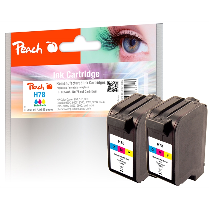 Image de Peach Double Pack Têtes d'impression couleur Haute capacité compatibles avec HP No. 78, C6578A