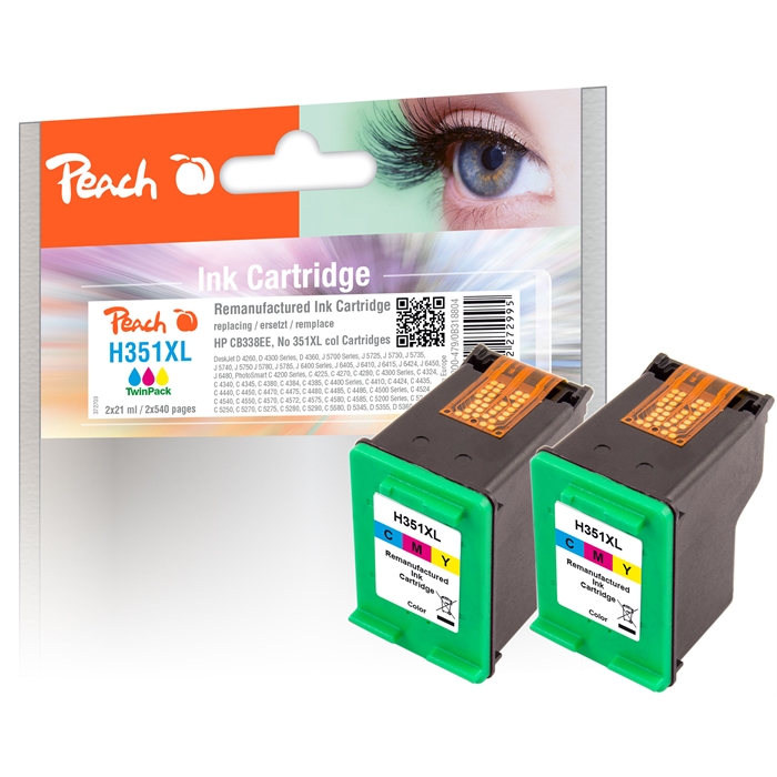 Image de Peach Têtes d'impression double pack couleur compatible avec HP No. 351XL, CB338EE