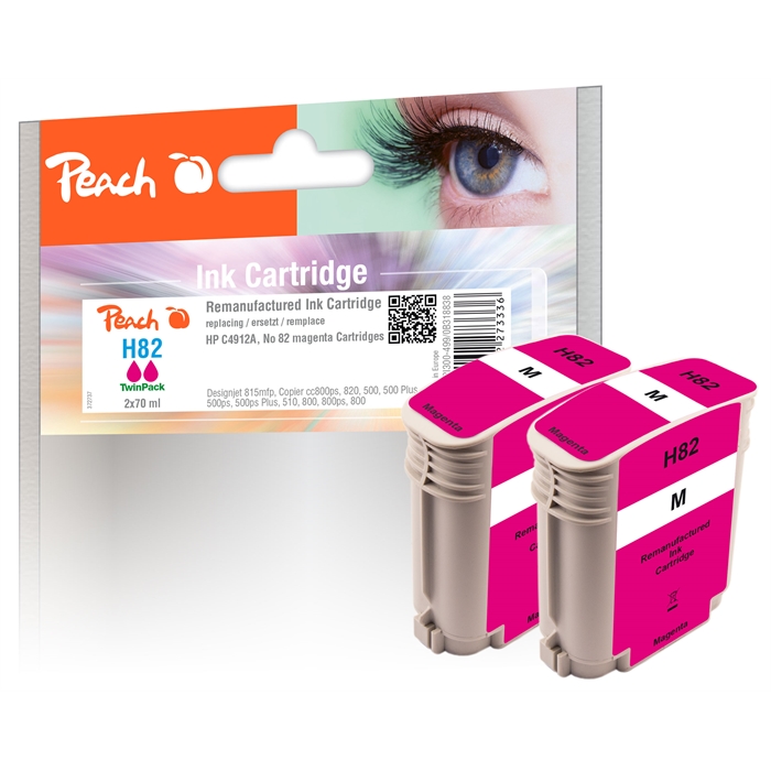 Image de Peach Cartouches d'encre double pack magenta compatibles avec HP No. 82, C4912A