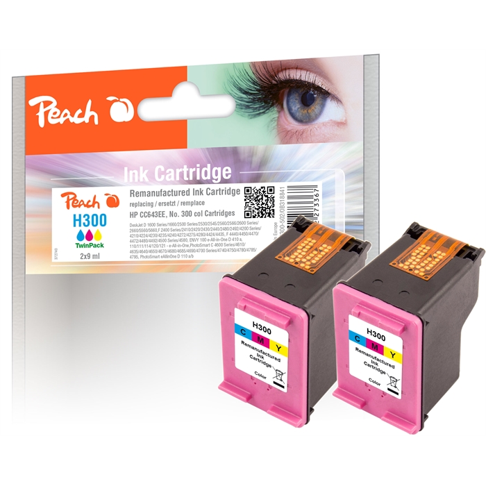 Image de Peach Têtes d'impression double pack couleur compatible avec HP No. 300, CC643EE