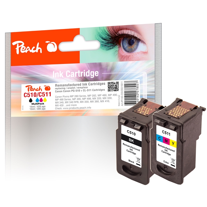 Image de Peach Têtes d'impression Spar Pack compatibles avec Canon PG-510, CL-511