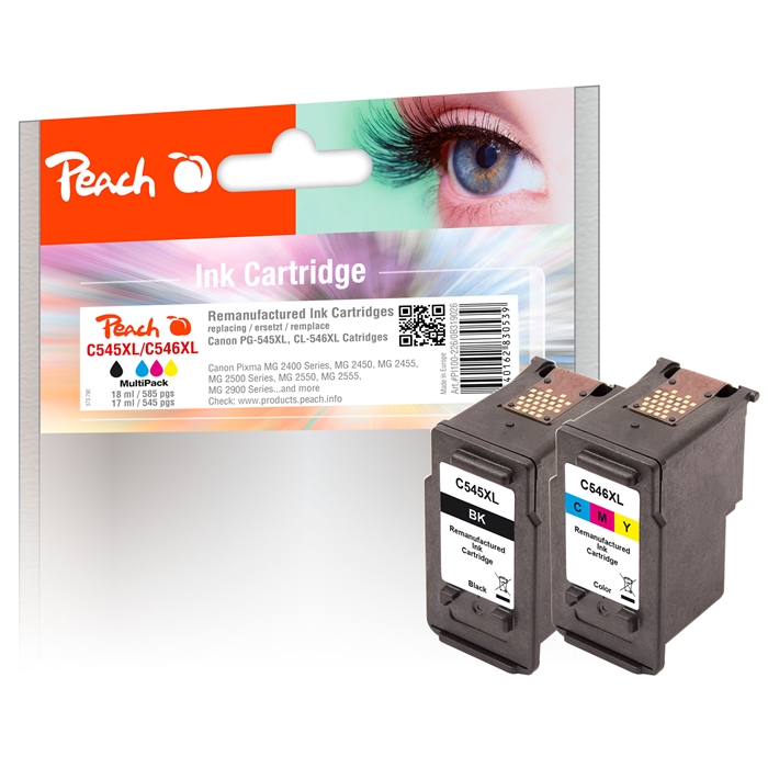 Image de Peach Têtes d'impression Spar Pack compatibles avec Canon PG-545XL, CL-546XL