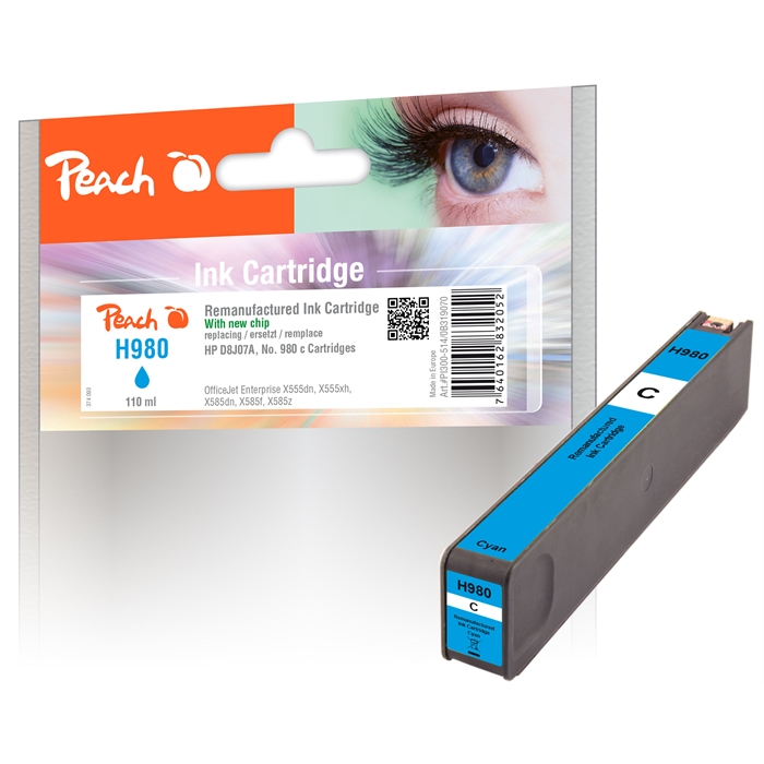 Image de Peach Cartouche d'encre cyan compatible avec HP No. 980, D8J07A