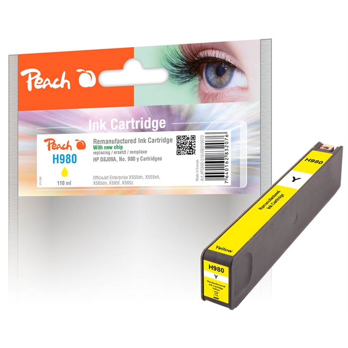 Image de Peach Cartouche d'encre jaune compatible avec HP No. 980, D8J09A