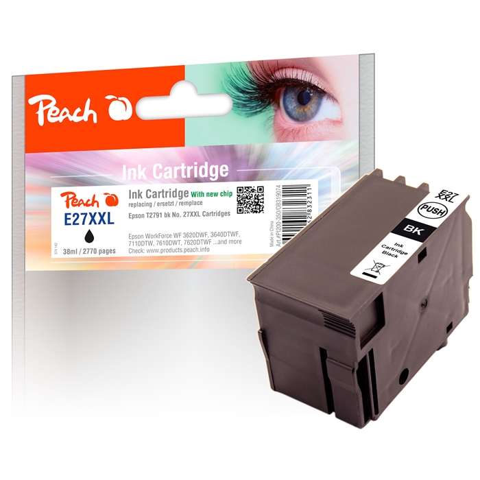 Image de Peach Cartouche d'encre noire compatible avec Epson No. 27XXL, T2791