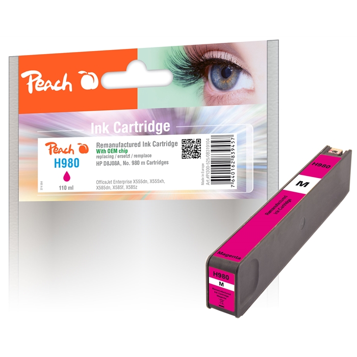 Image de Peach Cartouche d'encre magenta compatible avec HP No. 980, D8J08A