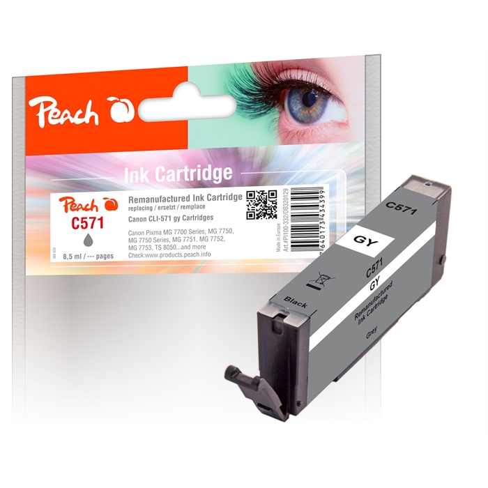 Image de Peach Cartouche d'encre gris compatible avec Canon CLI-571 gy