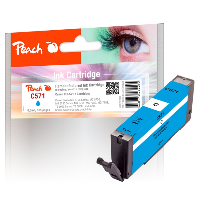 Image de Peach Cartouche d'encre cyan compatible avec Canon CLI-571 c