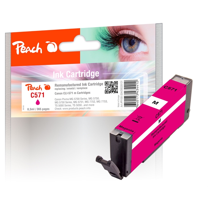 Image de Peach Cartouche d'encre magenta compatible avec Canon CLI-571 m