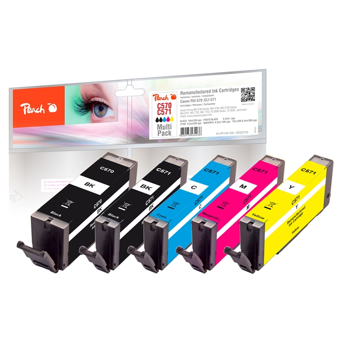 Image de Peach Cartouches d'encre Spar Pack compatibles avec Canon PGI-570, CLI-571