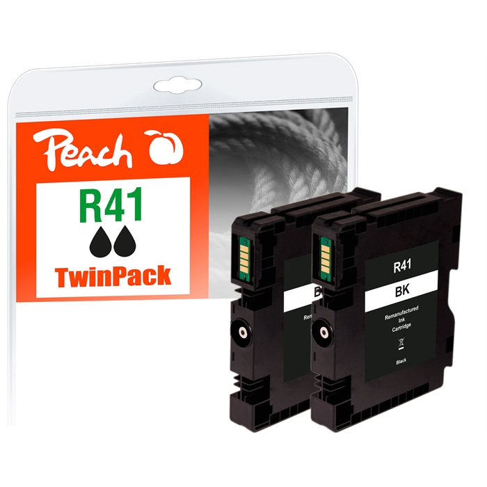 Image de Peach Cartouche d'encre noire double pack compatible avec Ricoh GC41K*2