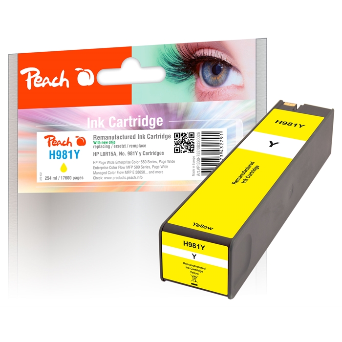 Image de Peach Cartouche d'encre jaune extra HC compatible avec HP No. 981Y, L0R15A