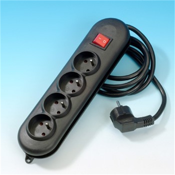 Picture of Multi Socket, 4 Socket, 1,5 m, Switch, Black